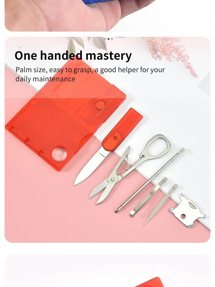 Outdoor Camping Multifunctional Swiss Army Knife Card Combination Multi-purpose Survival Tool Beauty Suit with Lamp Tool Card.