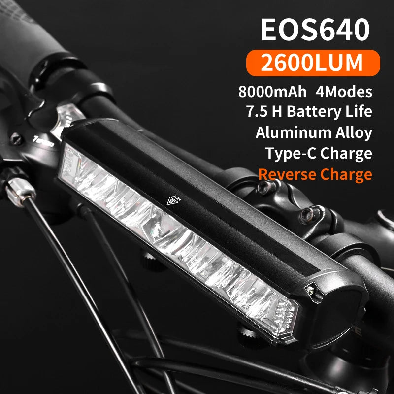 TOPRIDER Bicycle Light Front 2600Lumen Bike Light 8000mAh Waterproof Flashlight USB Charging MTB Road Cycling Lamp Accessories