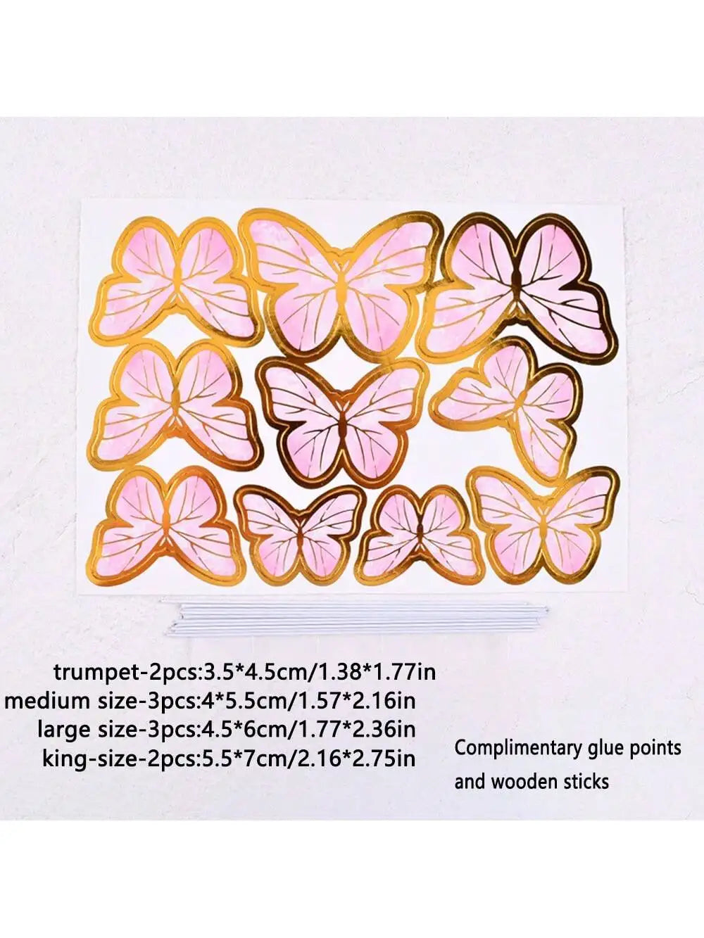 11pcs-Butterfly Cake Top Hat, Butterfly Cupcake Top Hat Happy Birthday Metal Gold Cake Girl Birthday Cake Party Decoration