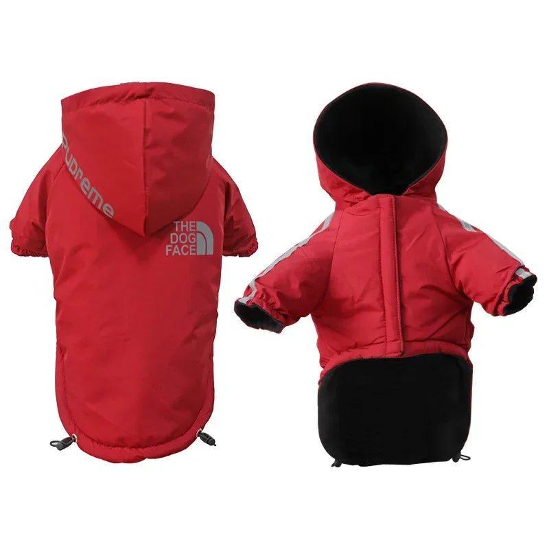 Pet Hoodie Sweatshirt Pullover Reflective Waterproof Dog Jacket with Fleece Lining Polyester Costume for Small Medium Breeds