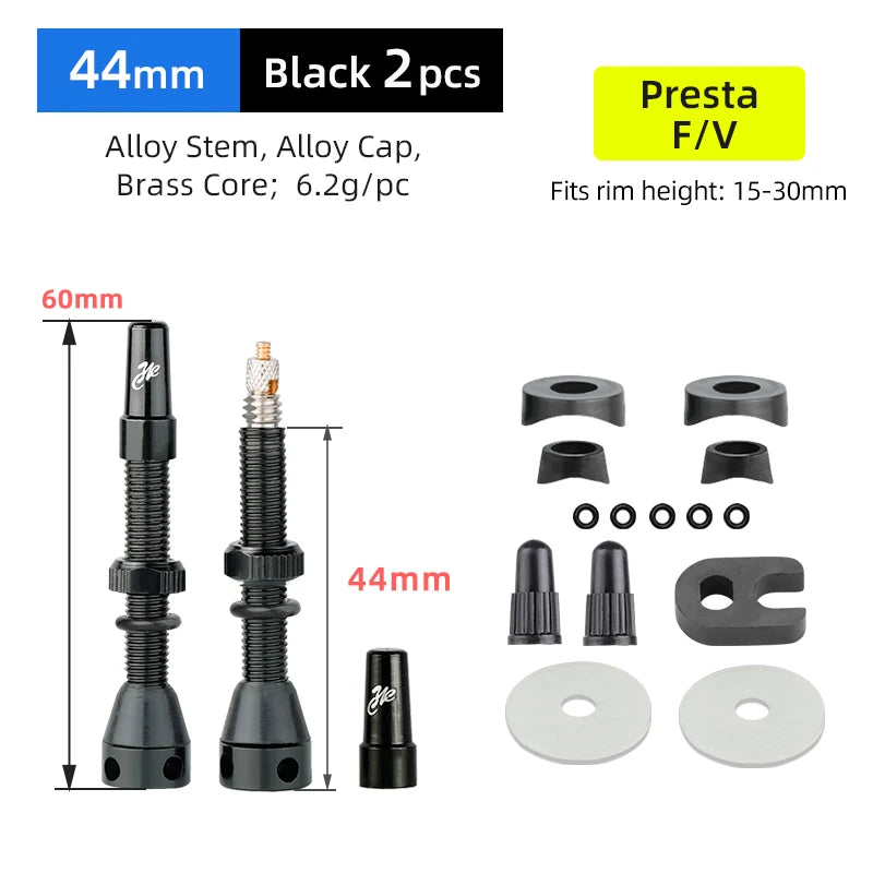 Bicycle F/V Tubeless Valve 44 60 80mm W/Tool Optional For Gravel Bike Aluminum alloy Pole Brass Core Presta Valve Cycling Parts