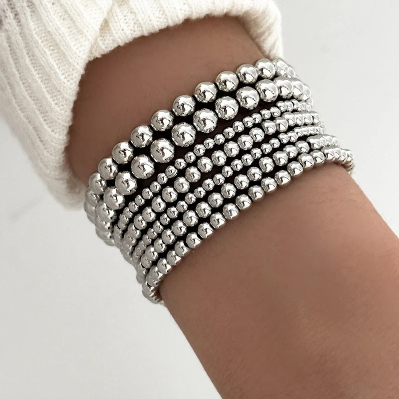 7 Pcs/Set Handmade Beaded Elastic Rope Stacking Bracelets Set For Women Jewelry Accessories