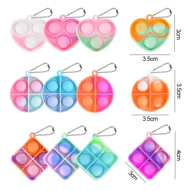 12/24pcs Mini Pop Keychain Toddler Sensory Fidget Toys Bulk Classroom Prizes Kids Birthday Party Favors Wedding Gift for Guests