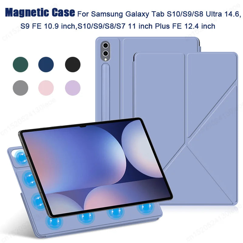 Samsung Galaxy Tab S10 S9 S8 S7 Plus FE 12.4 11 inch Magnetic Case for Tab S10 S9 S8 Ultra 14.6 inch Pencil Holder Cover