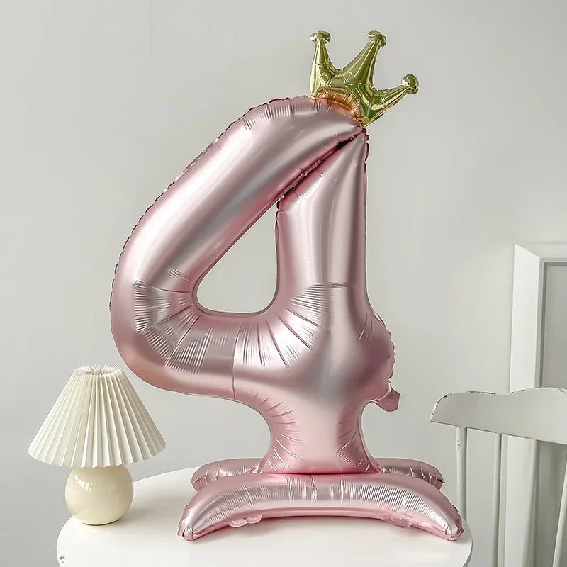 40 inch Pink Standing Crown Digital Girl Birthday Party Anniversary Party Decoration Balloon