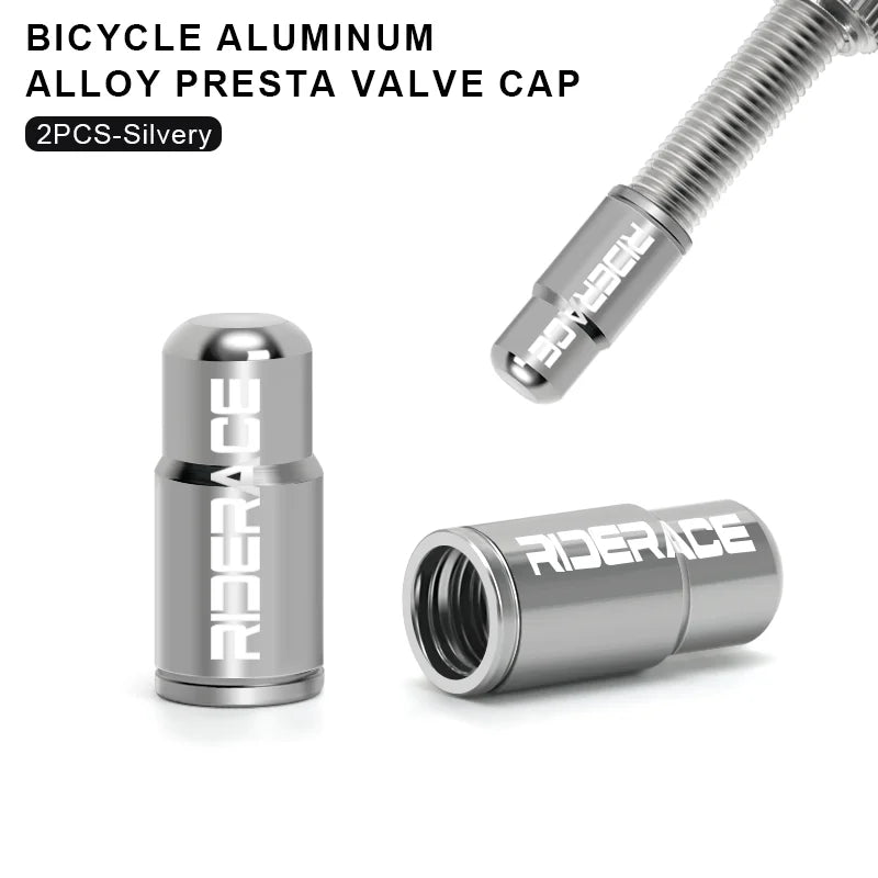 RIDERACE Bicycle Tire Valve Cap Aluminum CNC MTB Road Bike Tube Tyre Gas Nozzle Cover for AV FV Schrader Presta Valve Dustproof
