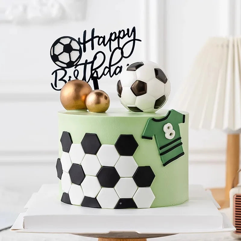 Football Boy Cake Decoration Football Field Player Doll Cupcake Top Happy Birthday Decoration Sports Children's Party Supplies