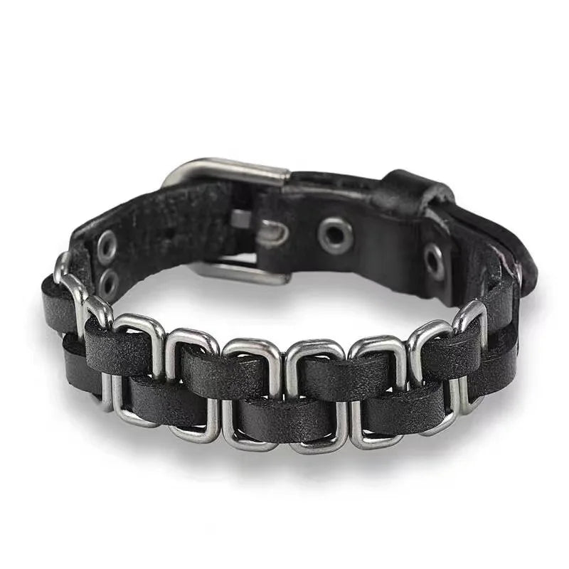 Punk Rivet Star PU Leather Bracelet For Women Men Hip Hop Gothic Dark Girl Rock Jewelry Pendant Love Chain Hip Hop Accessories