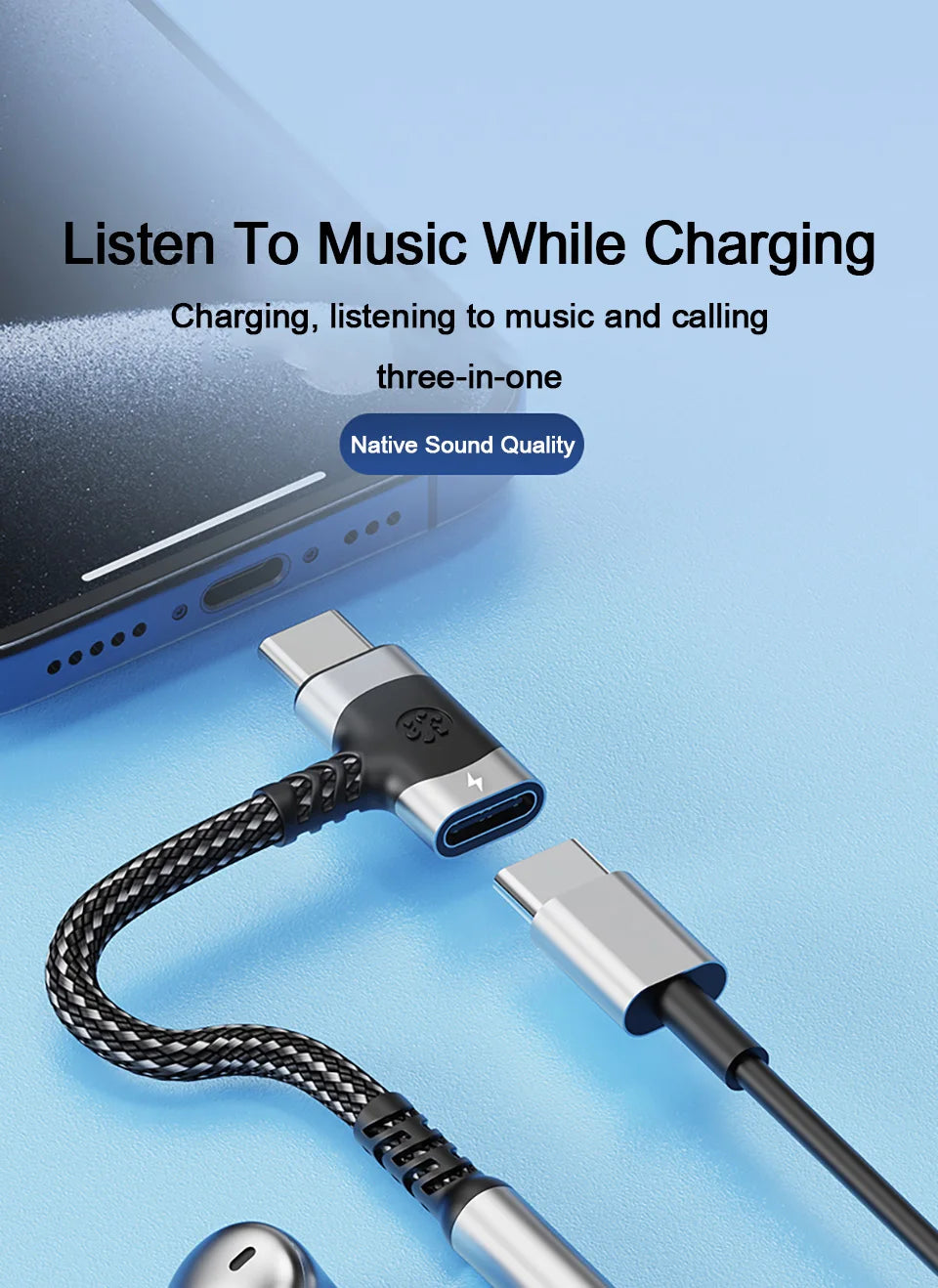 2 in 1 USB C Splitter PD Fast Charger Cable Type C to 3 5 Jack Audio Adapter For Samsung S24 S23 S22 S21 Ultra A54 A53 iPhone 15