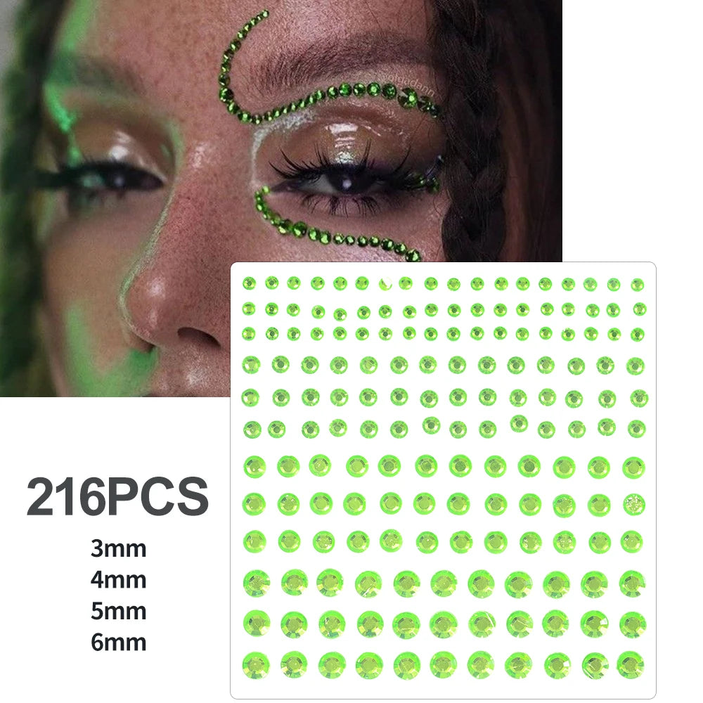 3D Face Eyes Party Makeup Tattoo Sticker Acrylic Diamond Rhinestones Sticker Self-adhesive Mixed Crystal Face Decoration Sticker
