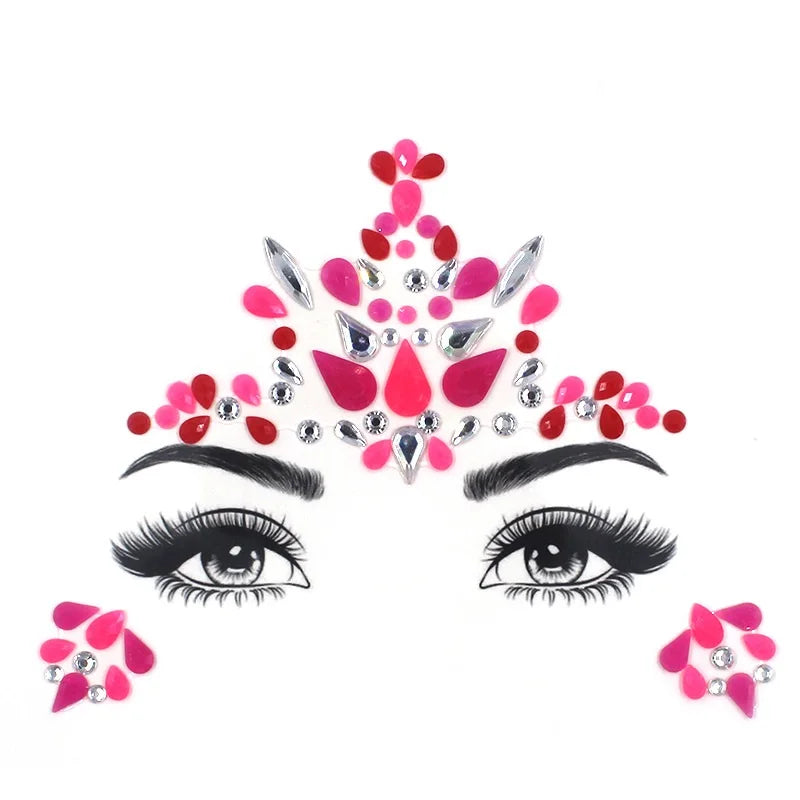 3D Rhinestone Bright Face stickers for festival Glitter Makeup Jewelry Sticker on Face crystals Gems jewels diamonds decoration
