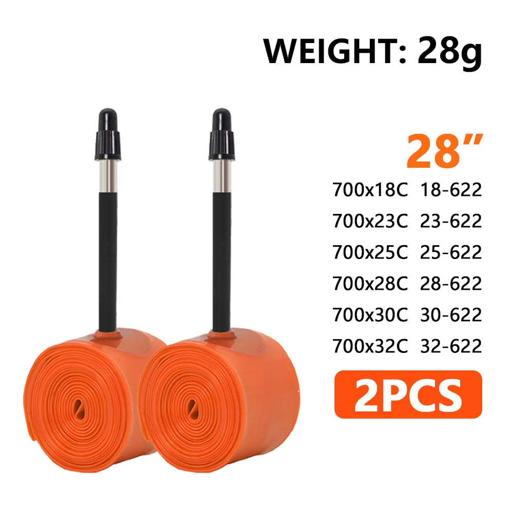 ThinkRider 28g Ultralight Bike Inner Tube 700 x 18 25 28 Road Bicycle TPU Tire 45/65/85mm Length French Valve Super Light Tube