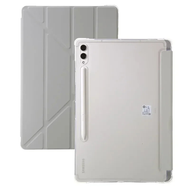 For Samsung Tab S9 Plus Case 12.4" Acrylic Clear Hard Back Stand Smart Cover For Galaxy Tab S9 FE S10 Plus Case With Pen Holder