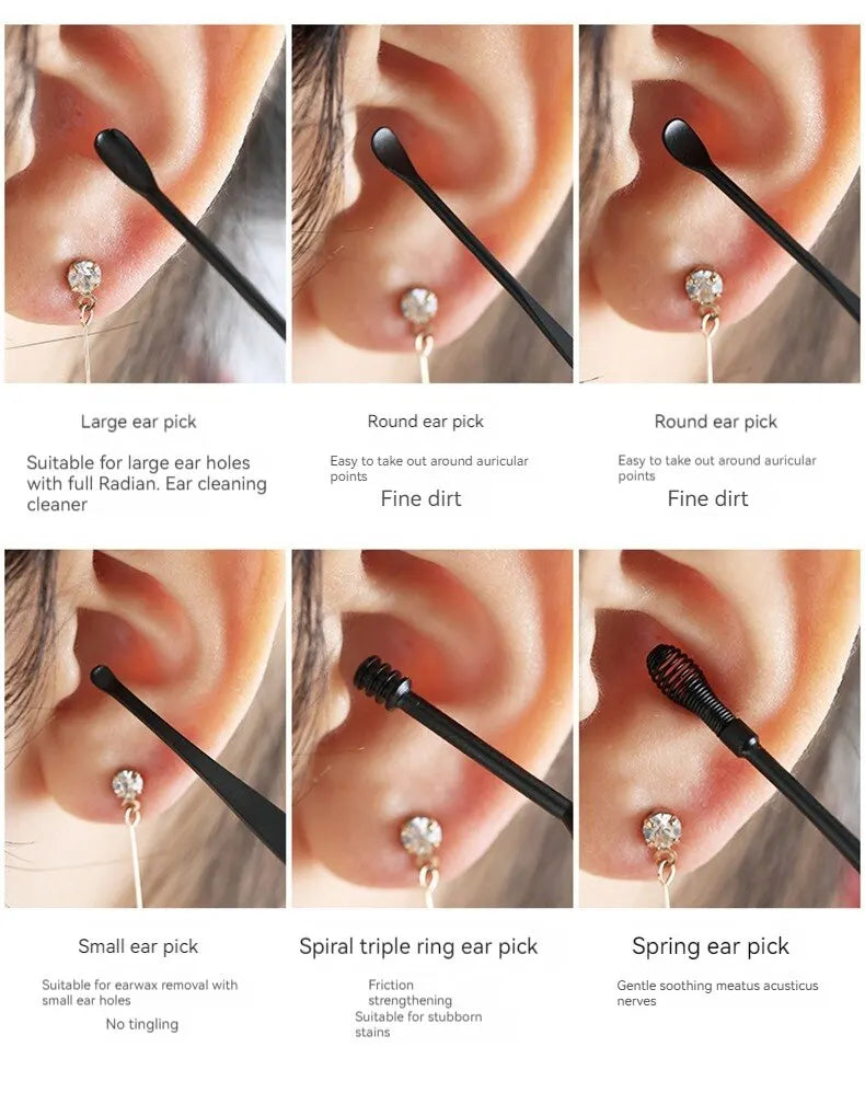 Stainless Steel Ear Picker Set Portable For Ear Puller Multi-Functional Ear Cleaning Safe Material Non-Slip Handle