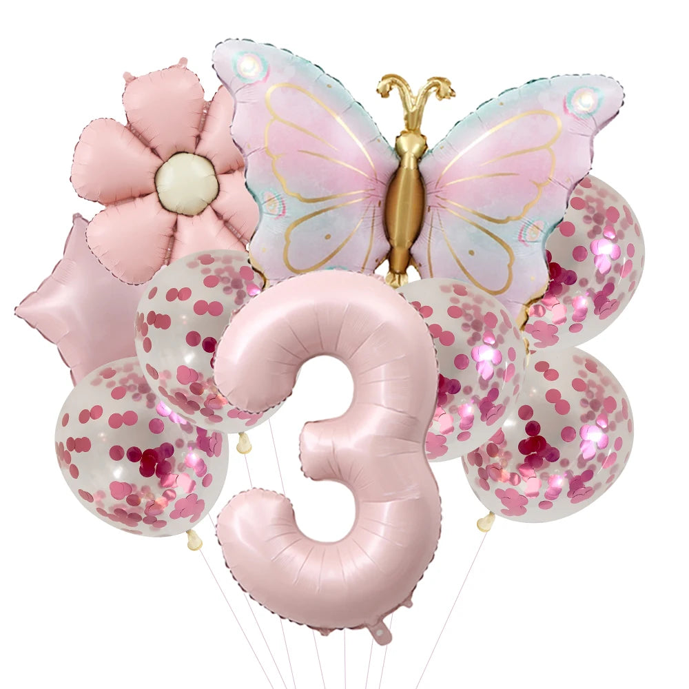 Butterfly Balloons 5th Birthday Decor for Girls Pink Butterfly Foil Balloons for Butterfly Themed Party Wedding Birthday Decors