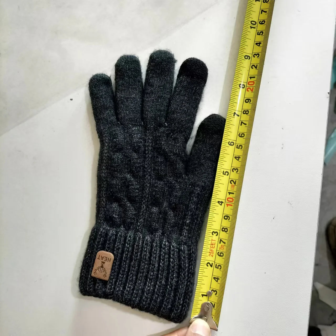 Men's warm gloves winter touch screen plus fleece gloves cold warm wool knitted gloves