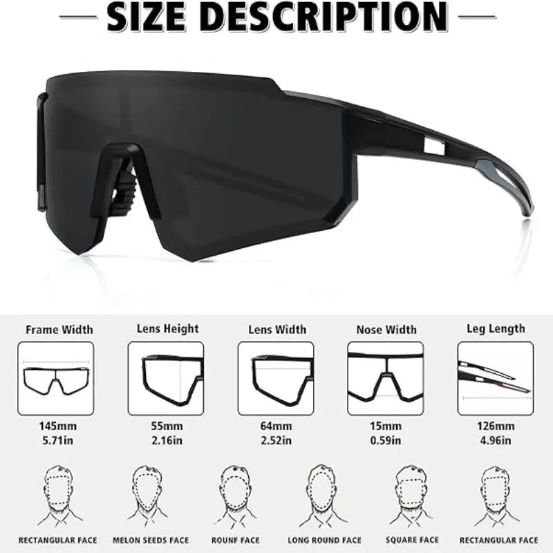 2023 New Outdoor Riding Sunglasses One-piece Bicycle Windscreen 9815 European and American MEN'S Sports Sunglasses