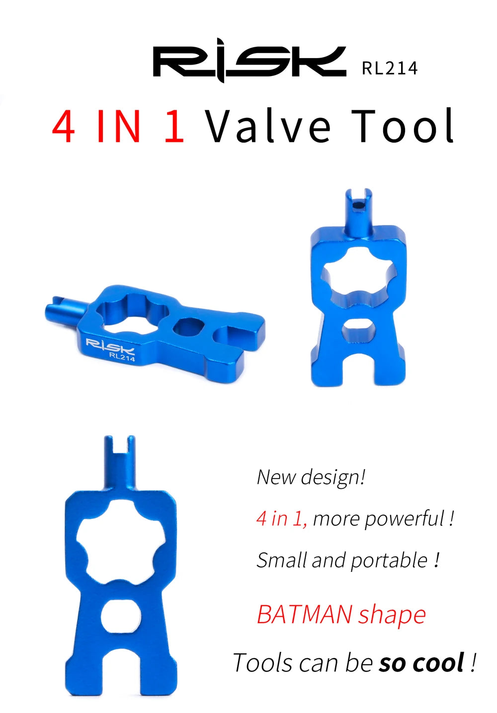 RISK 4 in 1 Bike Valve Core Wrench With 2 Presta Valve caps set Road Bicycle Valve Installation Removal Portable Repair Tool
