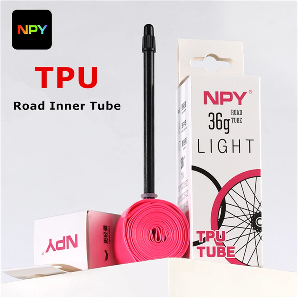 NPY 1Pcs Ultralight 28g Bike TPU Inner Tube 700X18 25 28 32 Road Bicycle TPU Material Tire 65mm Length French Valve