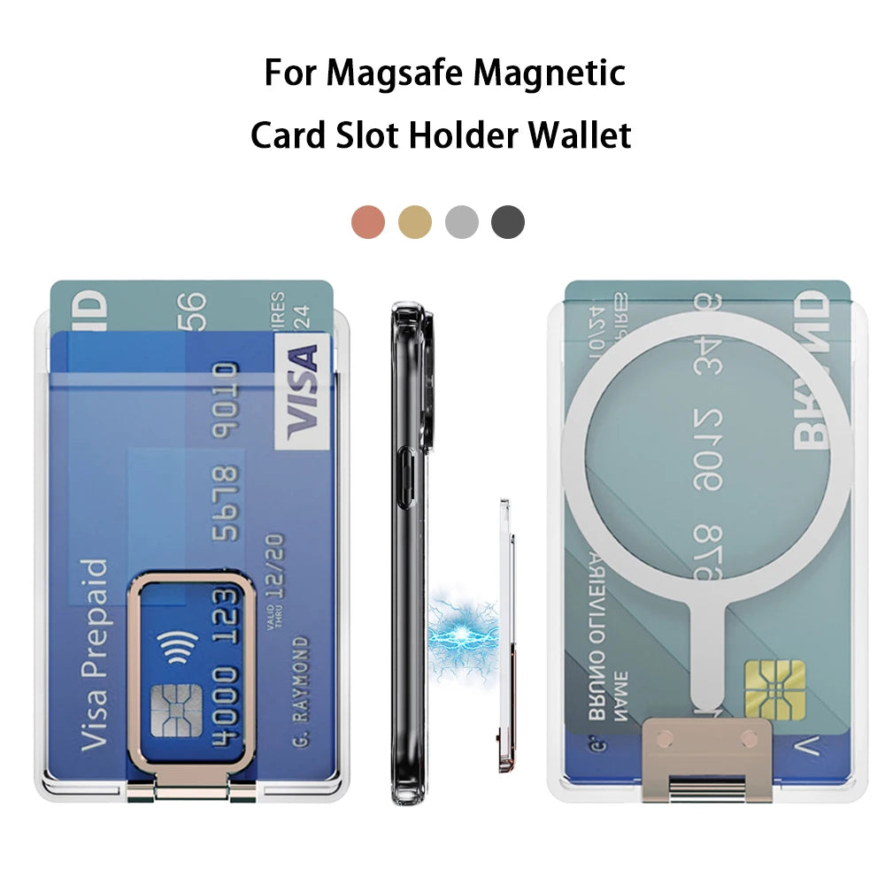Strong Magnetic Magsafe Transparent Wallet For iPhone 15 16 Pro Max 14 13 12 Card Bag Cover For Samsung S24 S23 or Xiaomi 14 13
