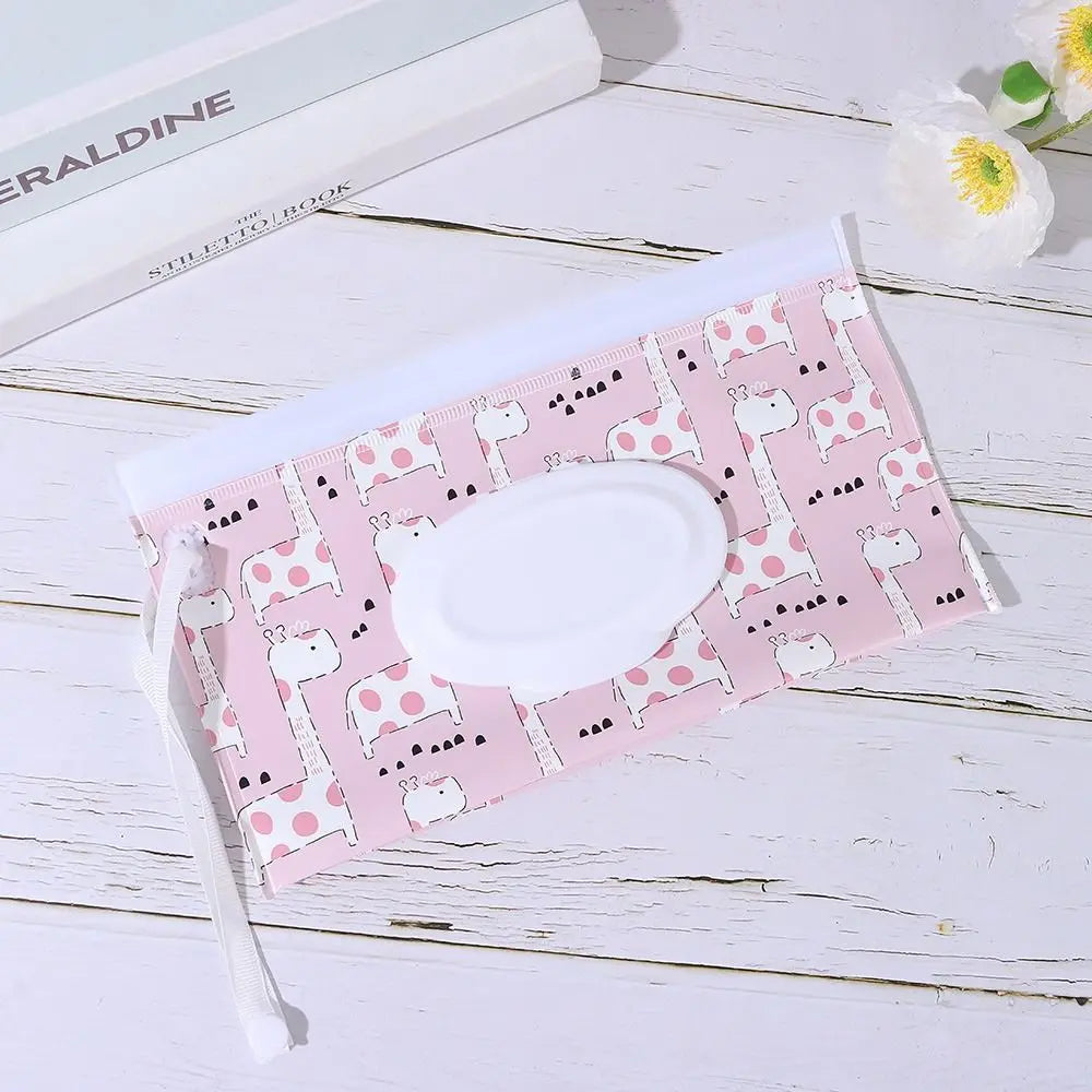 EVA Baby Wet Wipe Pouch Wipes Holder Case Flip Cover Snap-Strap Reusable Refillable Wet Wipe Bag Outdoor Useful Tissue Box