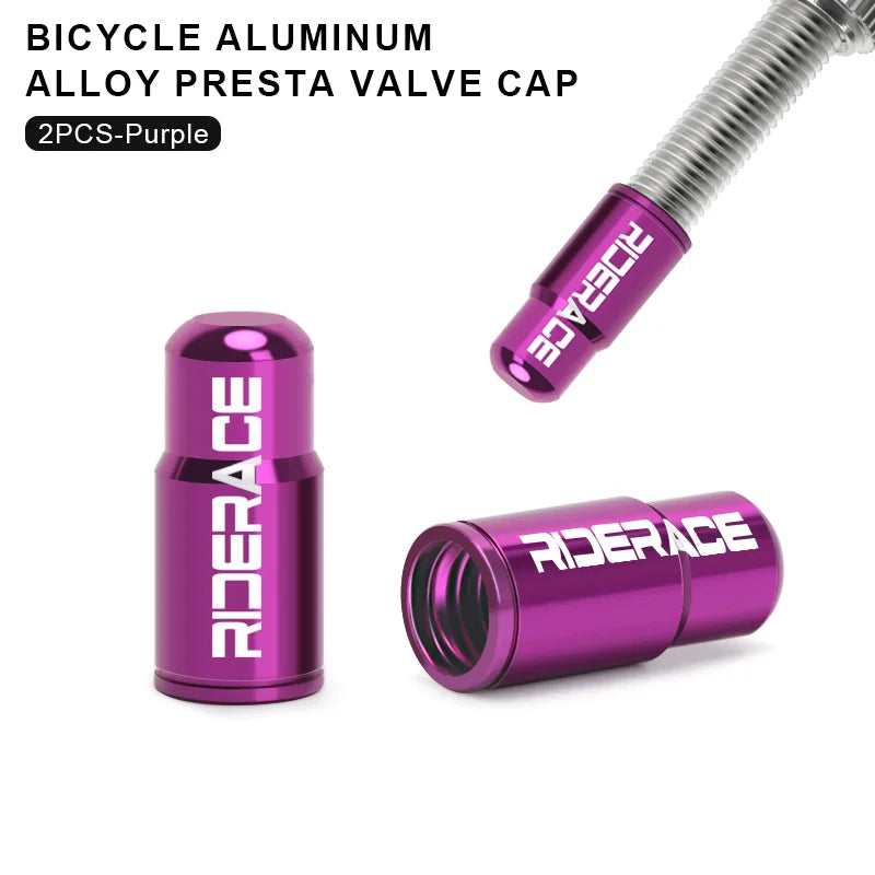 RIDERACE Bicycle Tire Valve Cap Aluminum CNC MTB Road Bike Tube Tyre Gas Nozzle Cover for AV FV Schrader Presta Valve Dustproof