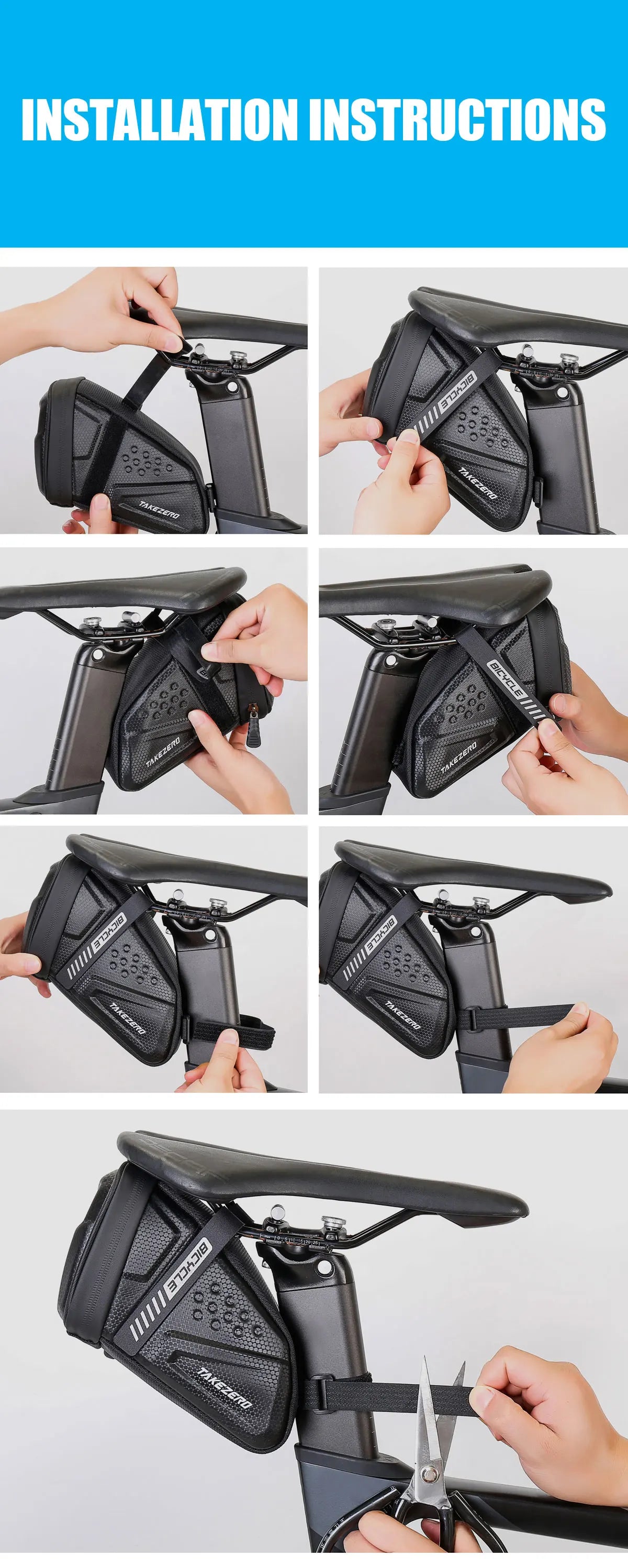 TAKEZERO TZ07 Bicycle Tail Bag Saddle Bag Mountain Bike EVA Hard Shell Road Bike Rear Bag Riding Equipment Accessories
