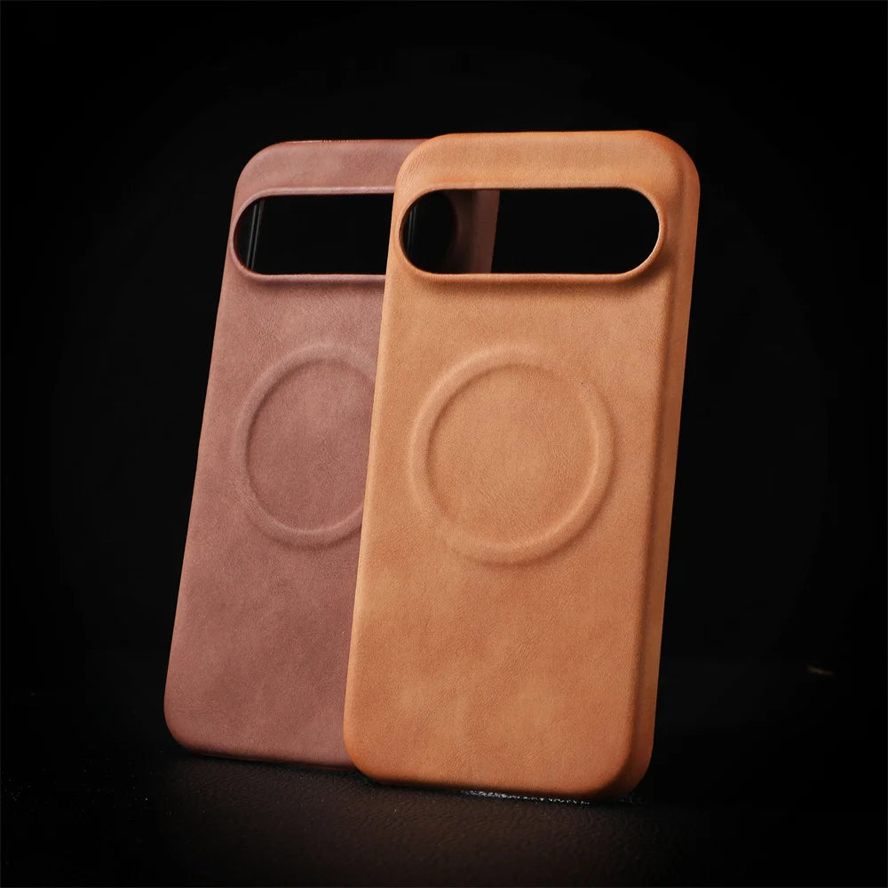 Luxury Sheepskin Leather Magnetic Phone Case For Google Pixel 9 8 7 Pro XL 8A 7A Shockproof Business Matte Hard Solid Back Cover