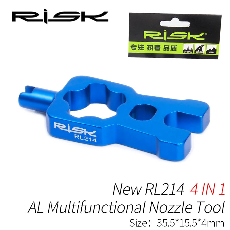RISK 4 in 1 Bike Valve Core Wrench With 2 Presta Valve caps set Road Bicycle Valve Installation Removal Portable Repair Tool