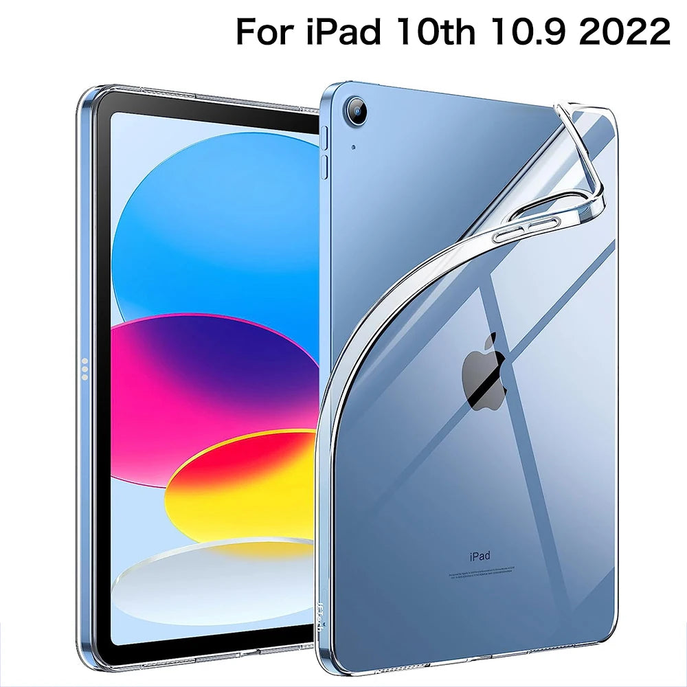 For iPad 10th 10.9 2022 7 8 9th Gen 10.2 Air 5 6 13 Case TPU Silicon Transparent Cover For iPad Pro 9.7 10.5 11 13 Mini 3 4 5 6