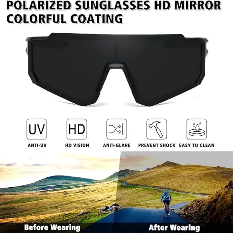 2023 New Outdoor Riding Sunglasses One-piece Bicycle Windscreen 9815 European and American MEN'S Sports Sunglasses
