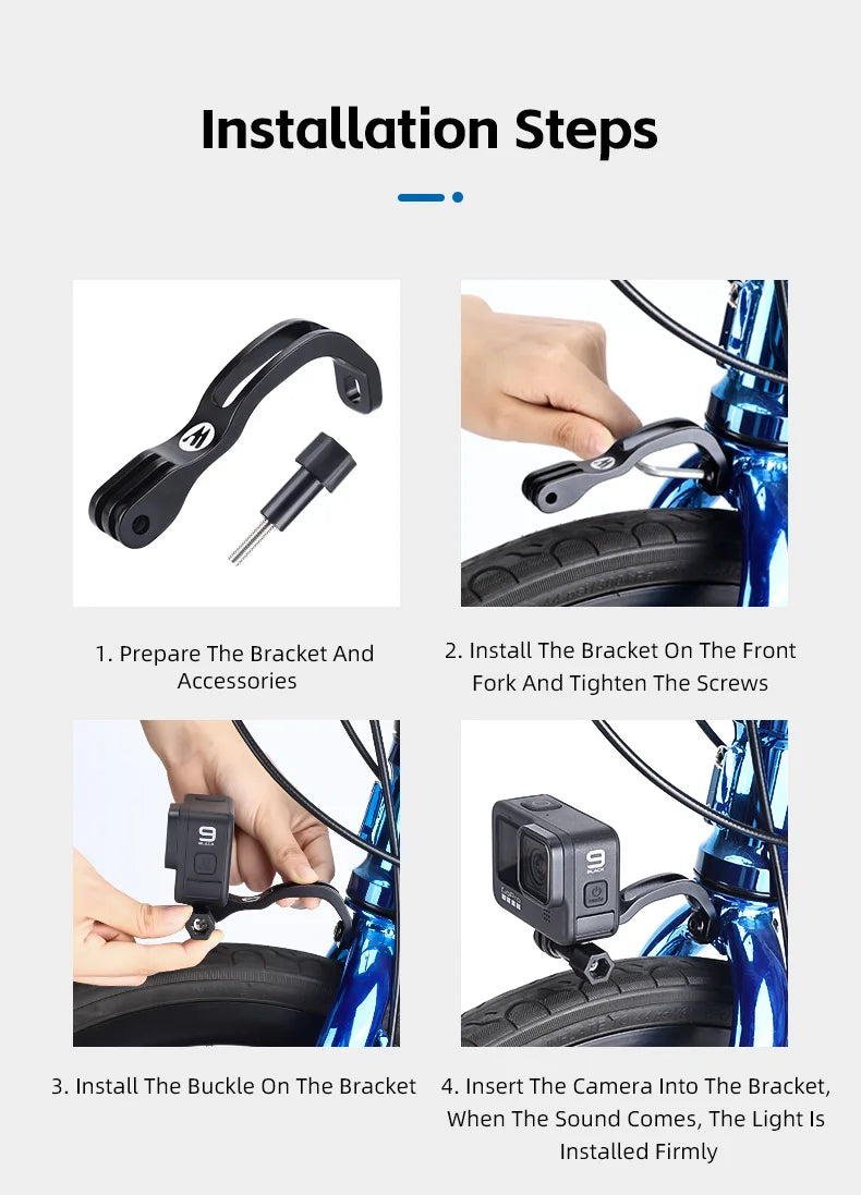 WEST BIKING Front Fork Light Holder Adjustable Aluminum Alloy Bracket For GOPRO Sport Camera Lamp Mount Stand Bike Accessories