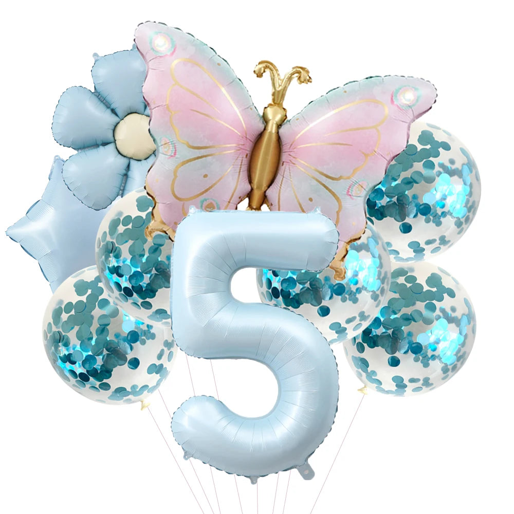 Butterfly Balloons 5th Birthday Decor for Girls Pink Butterfly Foil Balloons for Butterfly Themed Party Wedding Birthday Decors