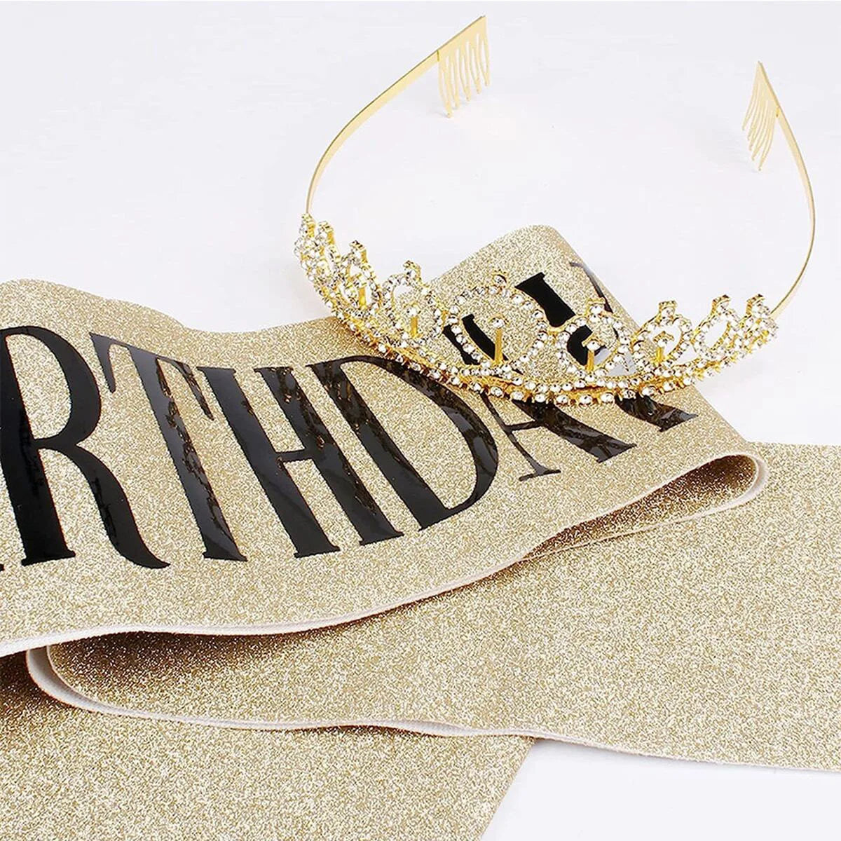 2pcs "Birthday Queen" Ribbon + Birthday crown tiara for Bachelorette Party Girls Birthday Party Decoration Party Supplies Gifts