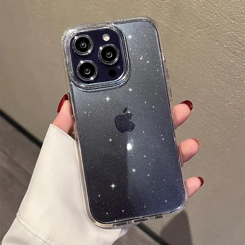 Luxury Glitter Bumper Bling Clear Case for IPhone 15 14 13 12 11 Pro Max Mini X XS Max XR 7 8 Plus 16 Pro Silicone Acrylic Cover