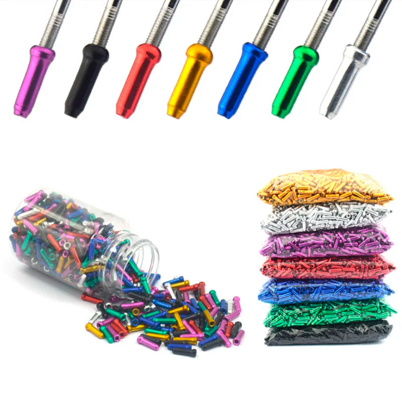 50/100pcs Bicycle Cable End Caps Aluminum Alloy Bike Brake Shifter Cable Tips Wire End Cap Multiple Colors Bike Line Core Caps