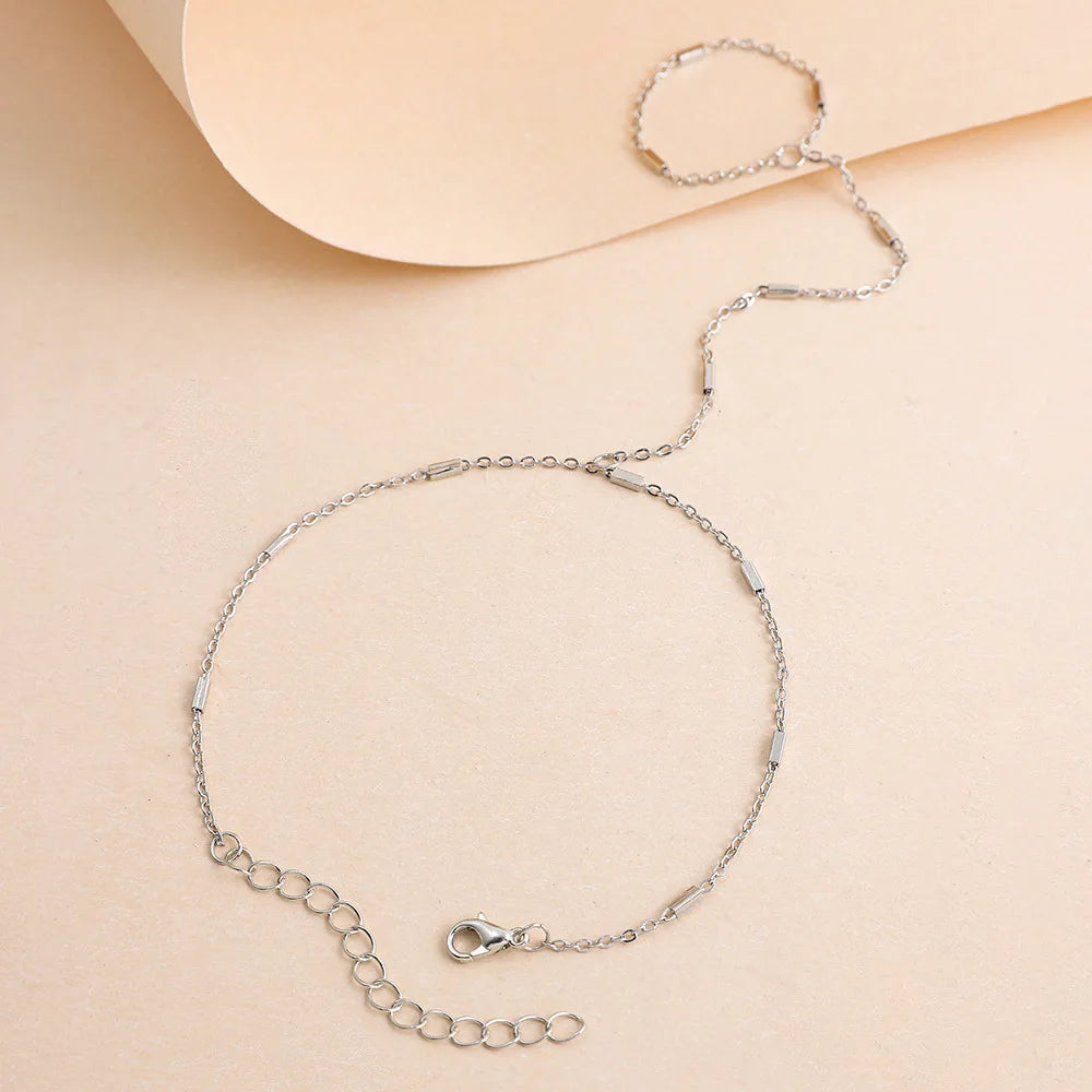 Elegant Tiny Chain Bracelet Finger Rings For Women Gold Color Link Chains Connecting Hand Harness Bracelets Jewelry
