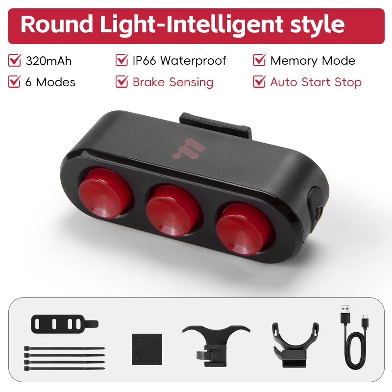 WEST BIKING Waterproof Bike Tail Light Smart Brake Sensing Rechargeable LED Cycling Rear Light Night Warning Bicycle Accessories