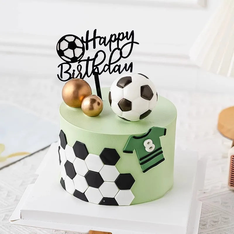 Football Boy Cake Decoration Football Field Player Doll Cupcake Top Happy Birthday Decoration Sports Children's Party Supplies