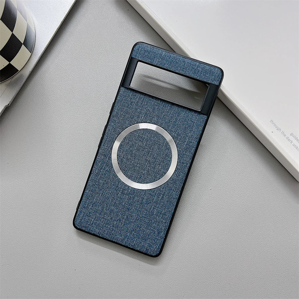 Luxury Business Magnetic Wireless Charging Case for Google Pixel 9 ProXL 6 7 8 Pro 6XL 5A 6A 8A Magsafe Linen Leather Slim Cover