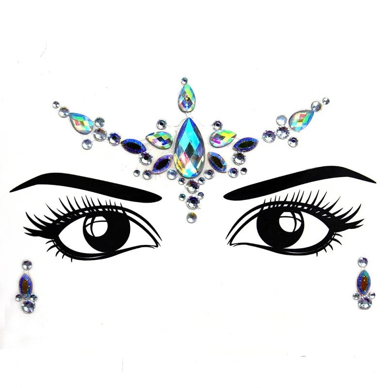 3D Rhinestone Bright Face stickers for festival Glitter Makeup Jewelry Sticker on Face crystals Gems jewels diamonds decoration