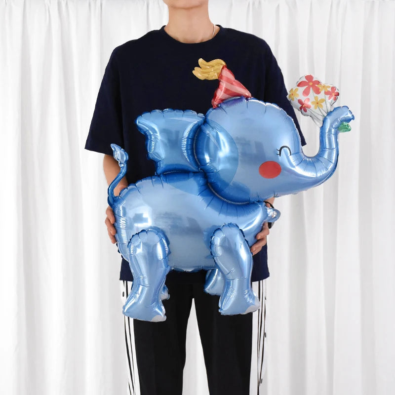 1pc 4D Rainbow Unicorn Foil Balloons For Girls Unicorn Birthday Decor Kids Jungle Birthday Party Elephant Animal Standing Ballon