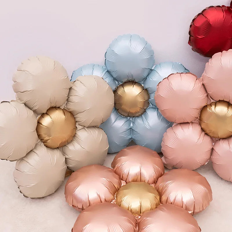 Matte Flower Aluminum Film Balloons Baby 1st Birthday Party Decor Kids Boy Girl Baby Shower Supplies Toy Balloon Wedding Ballons