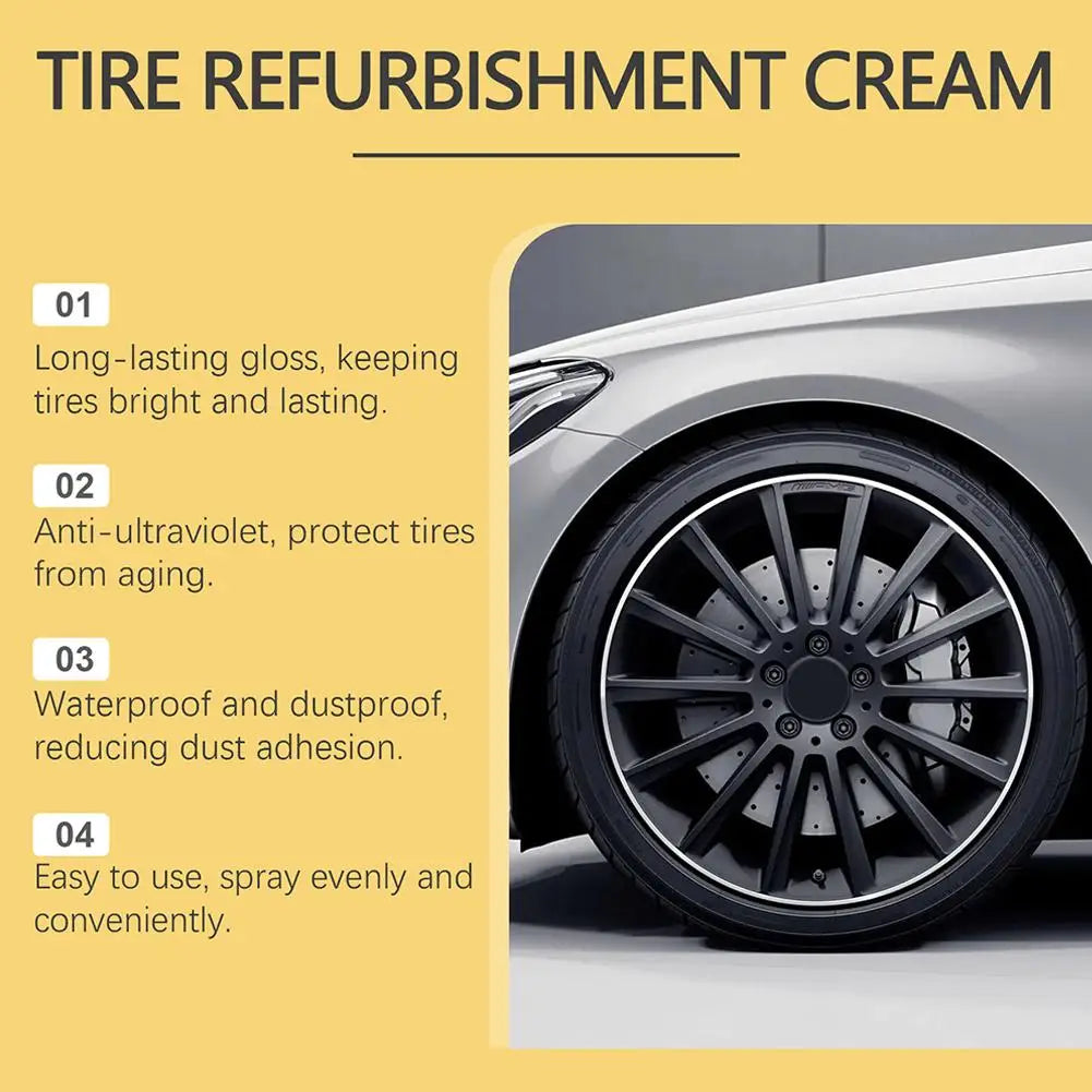 50g Tire Coating Wax Car Tire Retreading and Film Plating Cream Tire Shine Coating Wax Auto Rubber Parts Shiny Paste Anti-Aging