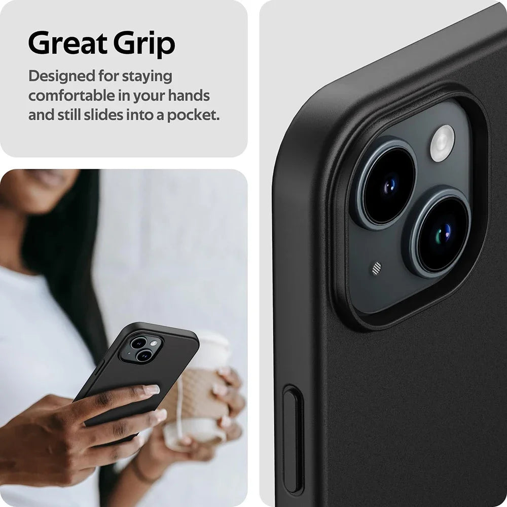 Luxury Matte Silicone Soft Case For iPhone 16 15 14 Plus 13 12 Mini 11 Pro XS Max X XR SE 7 8 Plus Ultra Thin Solid Black Cover