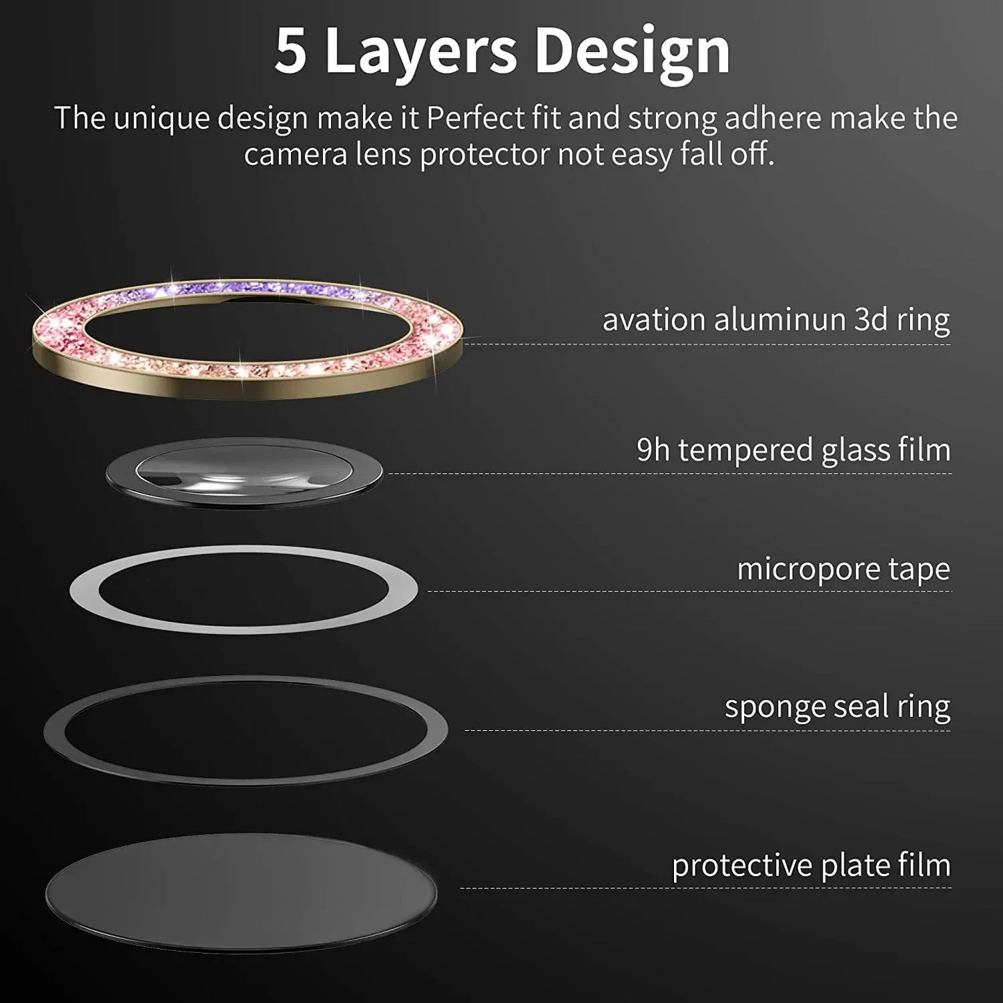 Glitter Diamond Camera Lens Protector For Samsung Galaxy S25 Ultra S25Plus S24Ultra S23 22Ultra Metal Ring Tempered Glass Cover