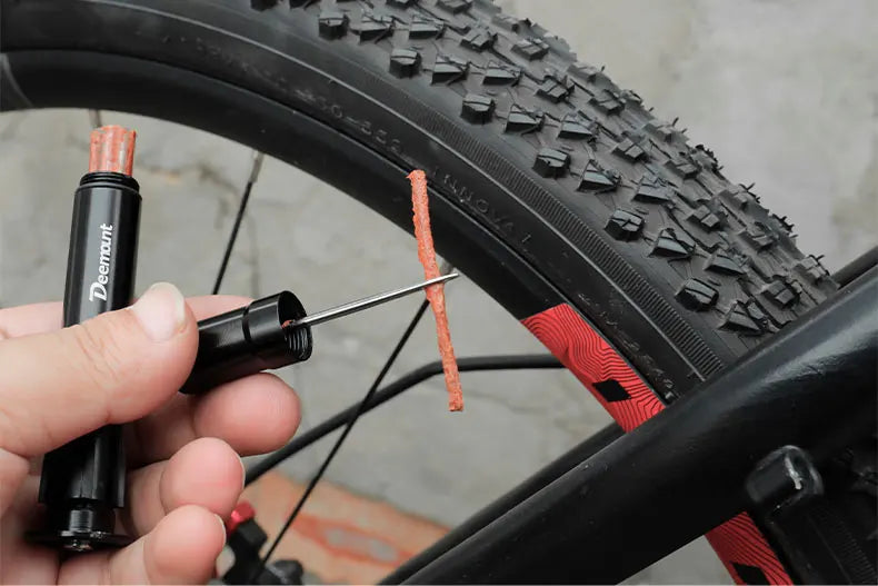 Deemount original Bicycle Tubeless Tire Repair Tool Tyre Drill Puncture for Urgent Glue Free Repair Optional Rubber Stripe