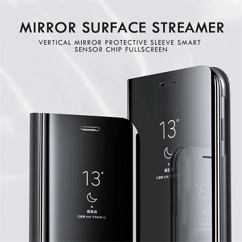 Smart View Mirror Flip Case For Samsung Galaxy A55 A35 A25 A05S A14 A54 A34 A24 5G 4G Cover Stand Fold Capa Fundas Shell Coque