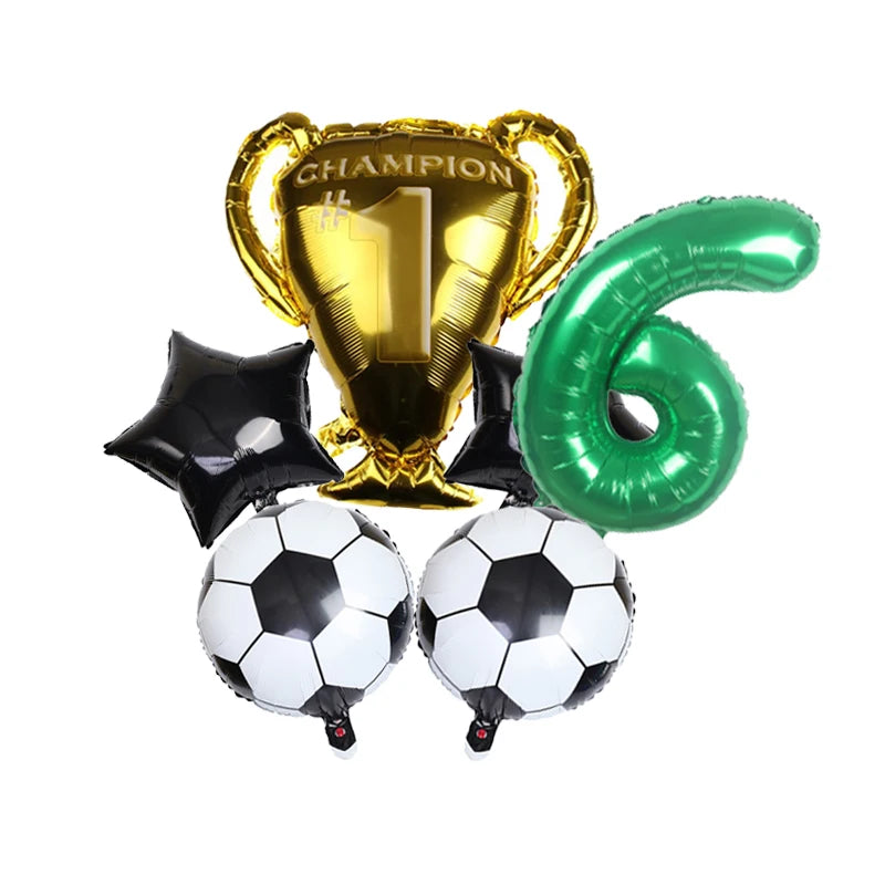 32inch Green Digital Number Foil Ballon Trophy Football Helium Balloons Kids Gifts Birthday Party Football theme Decoration