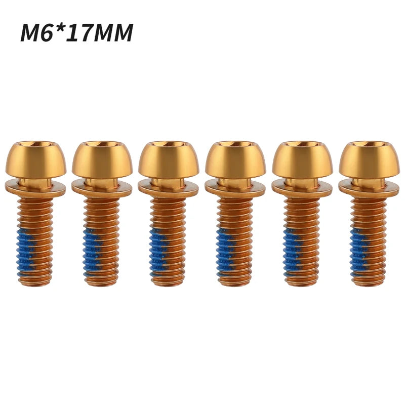 MUQZI 6pcs M6x17mm Disc Brake Caliper Bolts Bike Stem Bolt MTB Crank Arm Screw With Washer Bicycle Parts